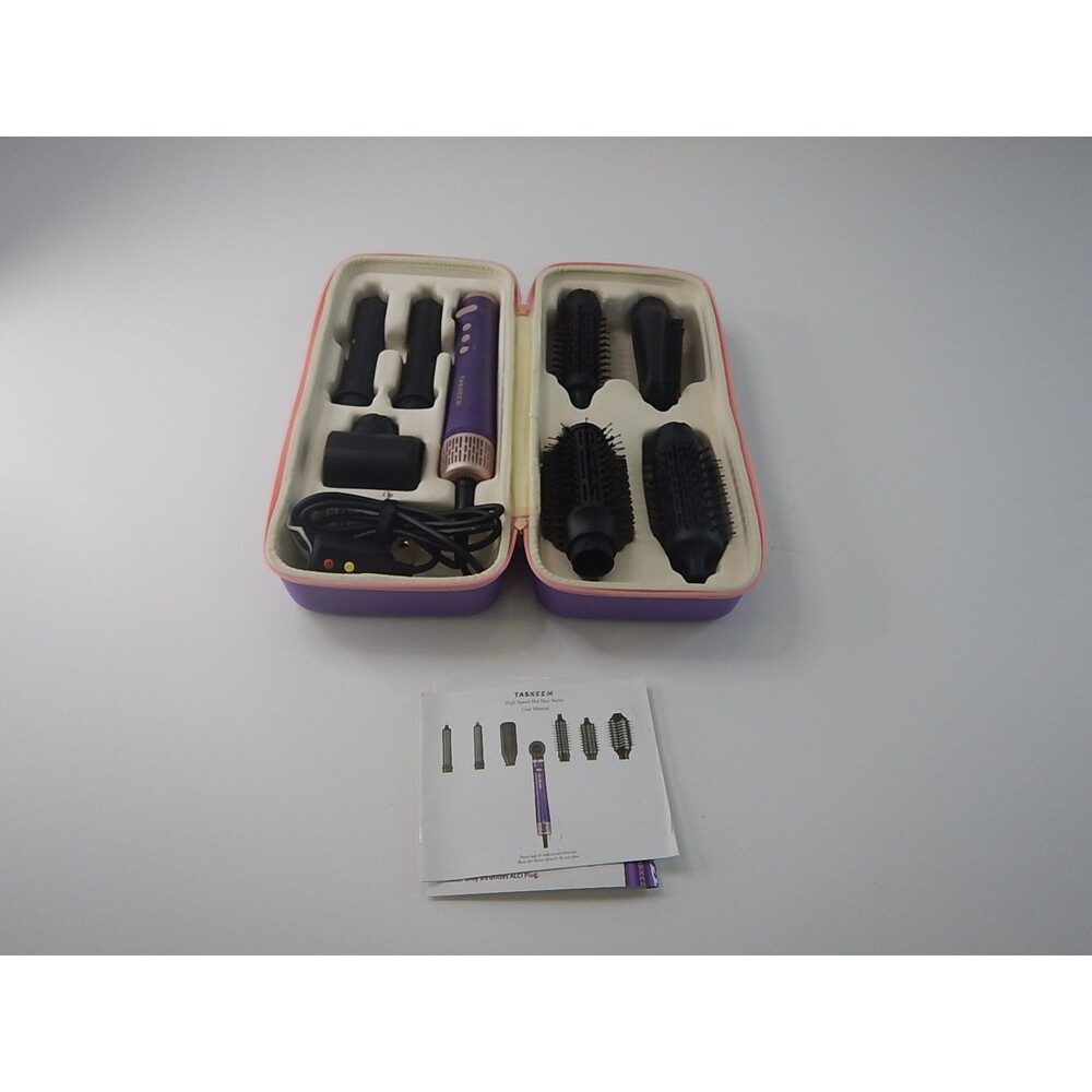 TASNEEM 7 in 1 Hot Air Brush & Rotating Hair Dryer Brush w/ Travel Case, Purple